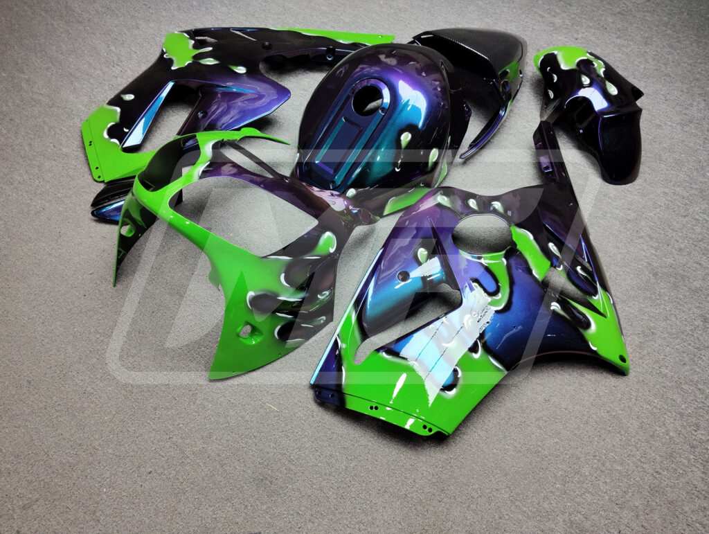 Gloss Purple & Blue Iridescent Green Splash ABS fairings for Kawasaki ZX12R 2000 - 2001 - premium OEM fit kit by Monster Fairings