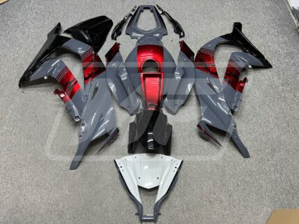 Kawasaki ZX10R 2011-2015 Gloss Nardo Gray & Black with Red & White ABS Fairings | Monster Fairings