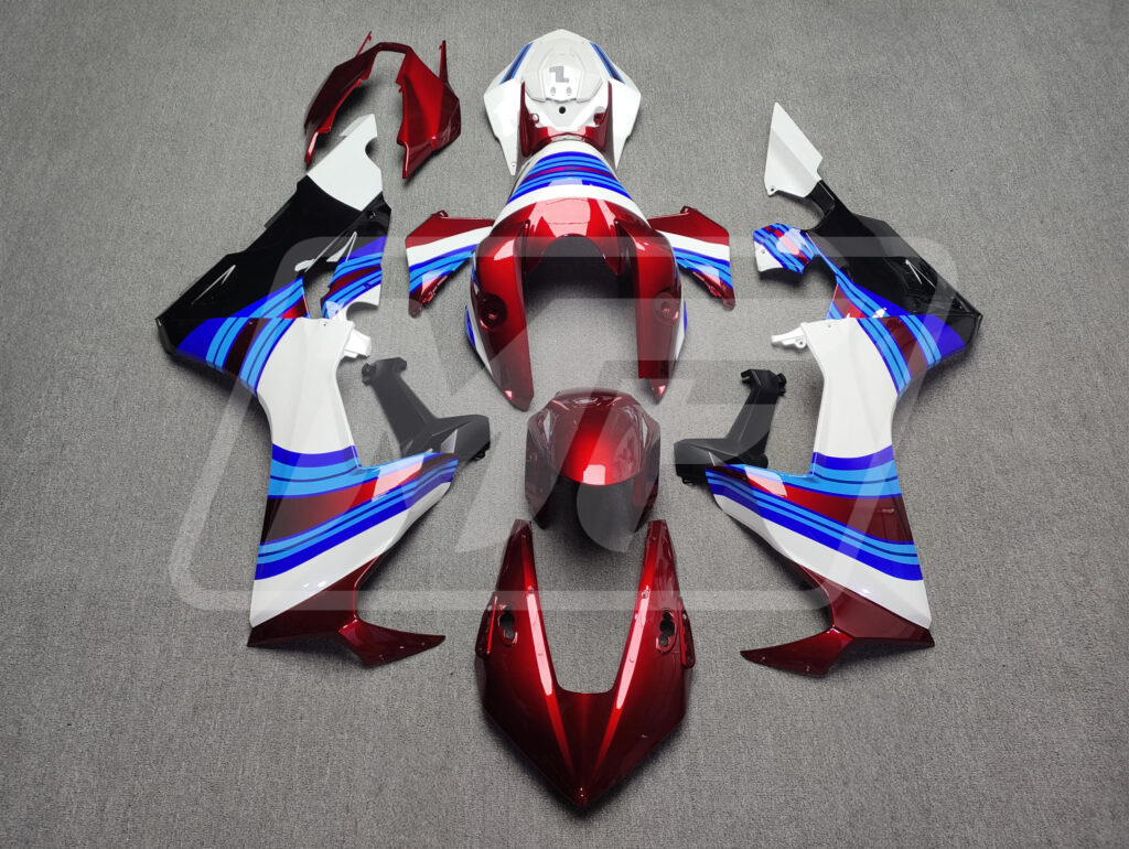 Honda CBR1000RR 2017 - 2025 Gloss Candy Red & White Black Blue ABS fairings - custom motorcycle bodywork kit by Monster Fairings