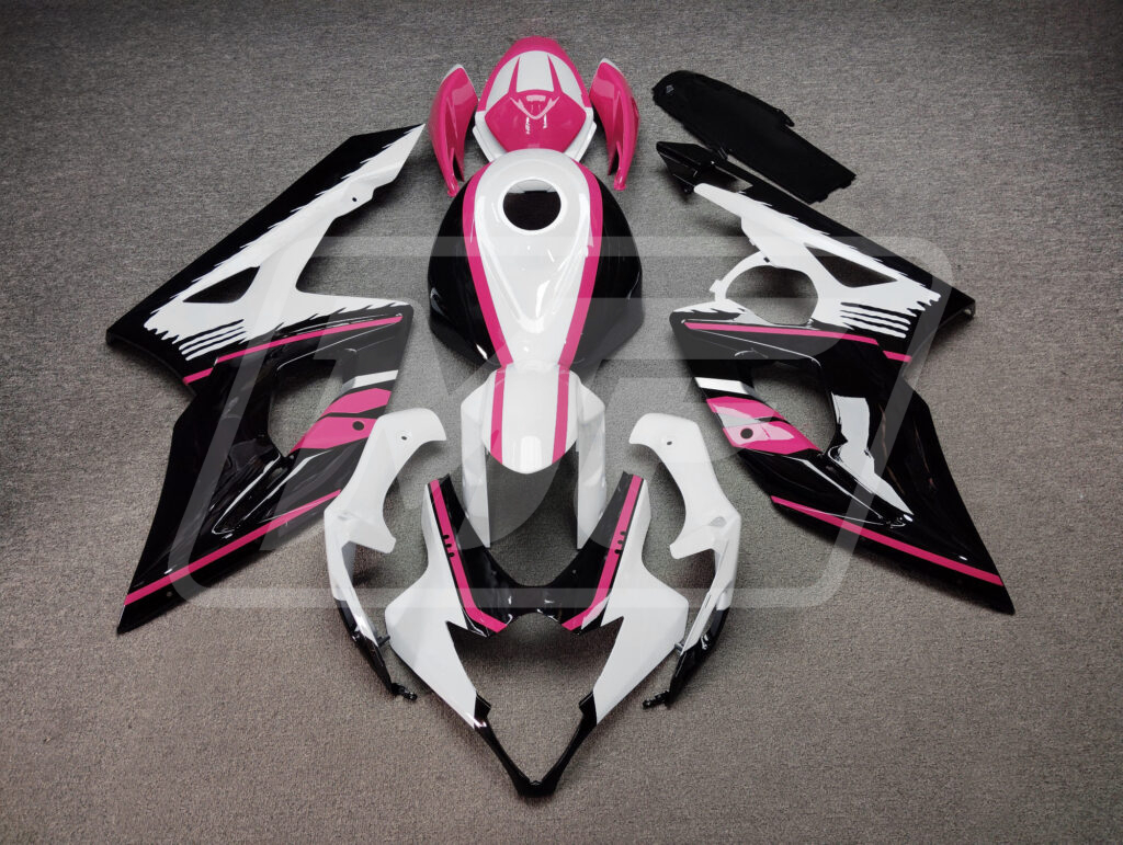 Suzuki GSXR 1000 2005 - 2006 Gloss White & Black Pink ABS fairings - custom motorcycle bodywork kit by Monster Fairings