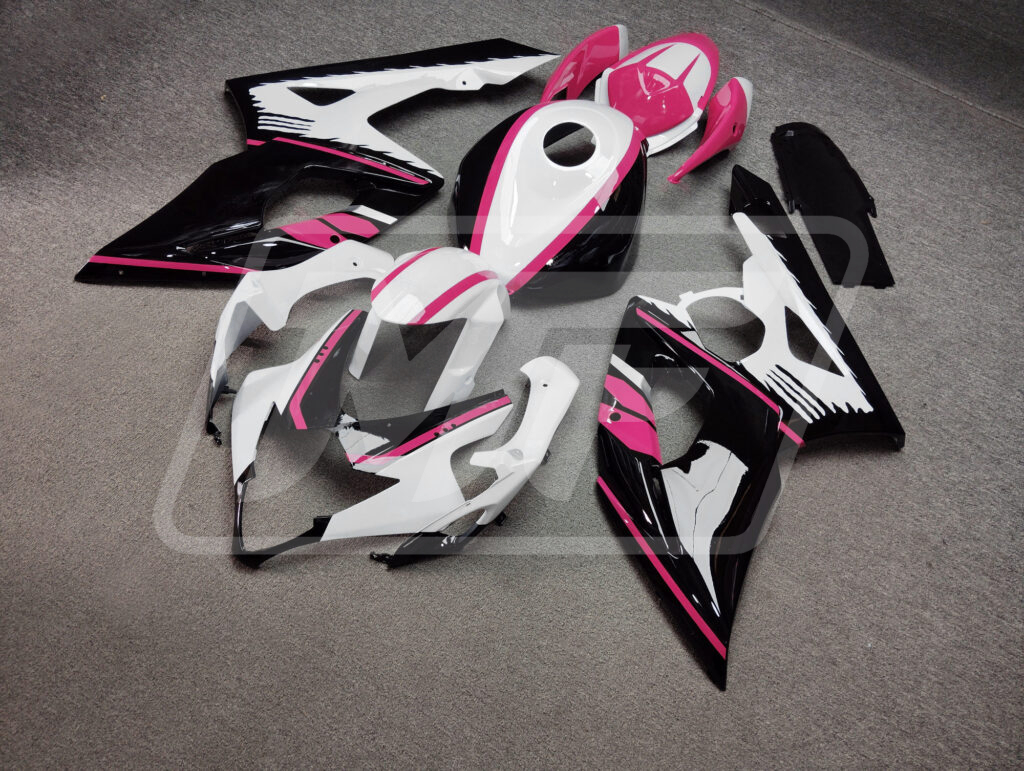 Gloss White & Black Pink ABS fairings for Suzuki GSXR 1000 2005 - 2006 - premium OEM fit kit by Monster Fairings