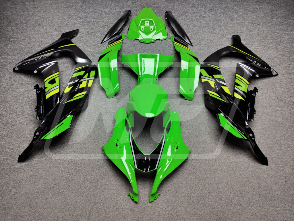 Kawasaki ZX10R 2016 - 2020 Gloss Green & Black Gray ABS fairings - custom motorcycle bodywork kit by Monster Fairings