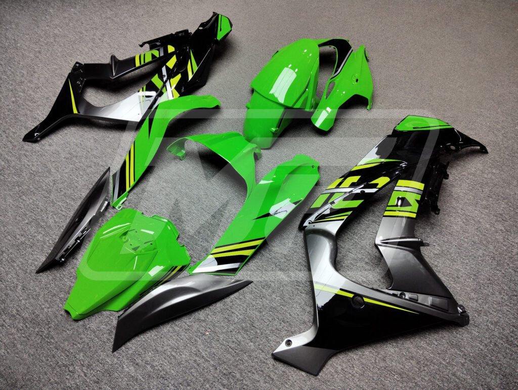 Monster Fairings ABS fairing kit for Kawasaki ZX10R 2016 - 2020 - Gloss Green & Black Gray, precise OEM fit