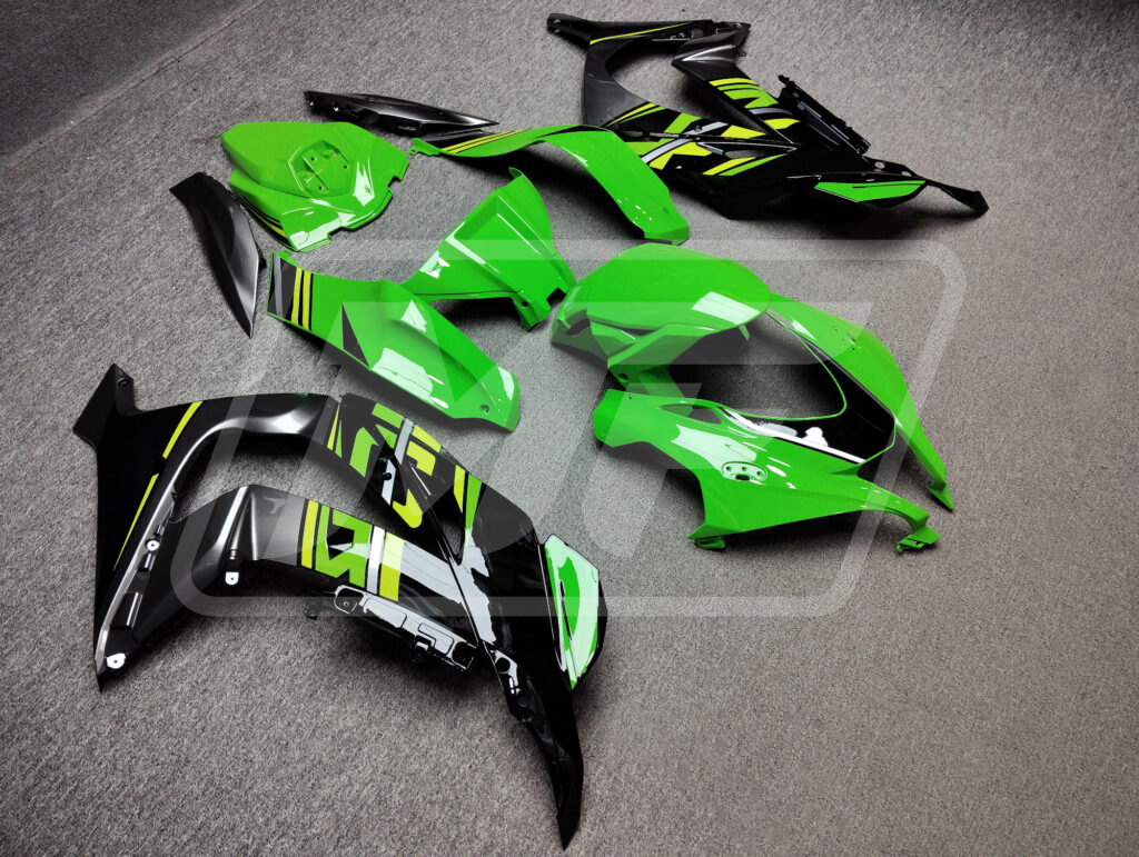 2016 - 2020 Kawasaki ZX10R Gloss Green & Black Gray fairing set - ABS injection, custom painted by Monster Fairings