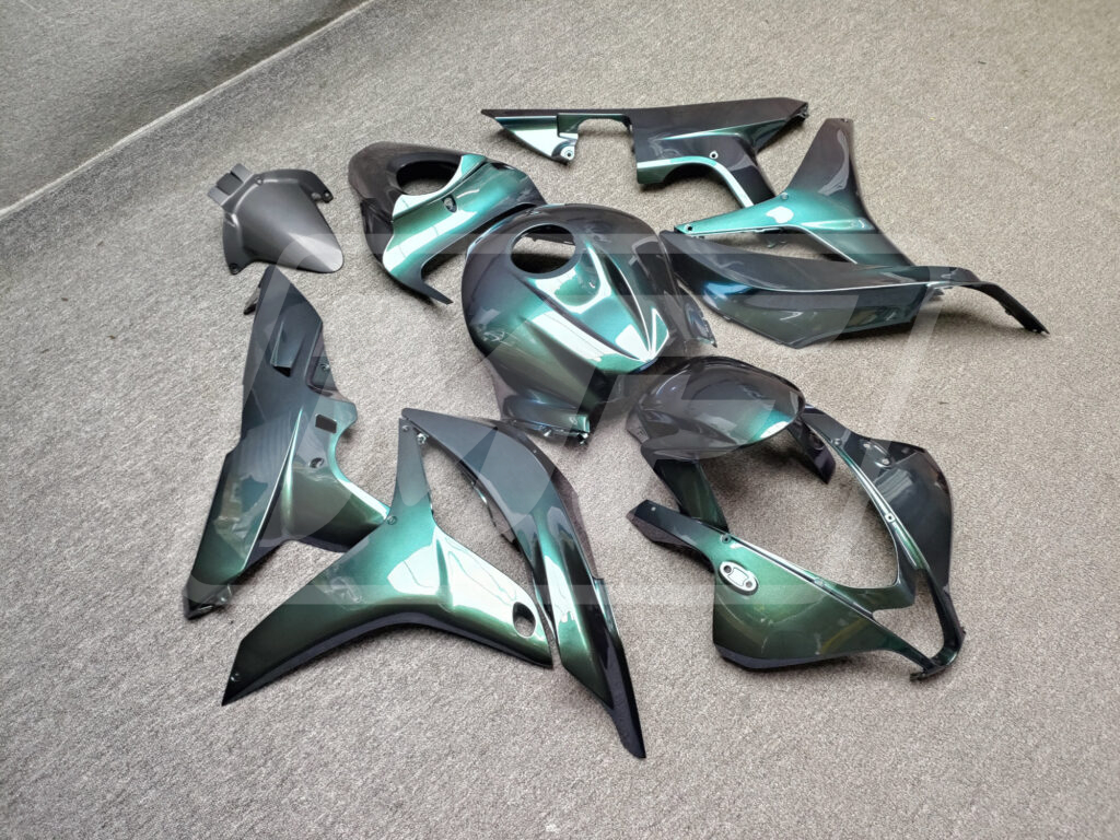2007 - 2008 Honda CBR600RR Gloss Green & Purple Chameleon fairing set - ABS injection, custom painted by Monster Fairings
