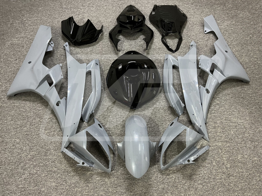 Yamaha R6 2006 - 2007 Gloss Nardo Gray & Black ABS fairings - custom motorcycle bodywork kit by Monster Fairings