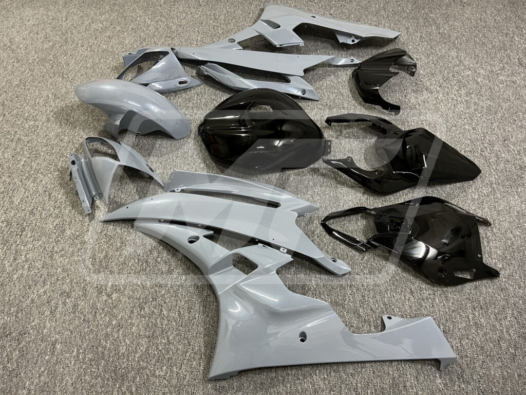 Yamaha R6 custom ABS fairings 2006 - 2007 in Gloss Nardo Gray & Black - durable replacement kit, Monster Fairings