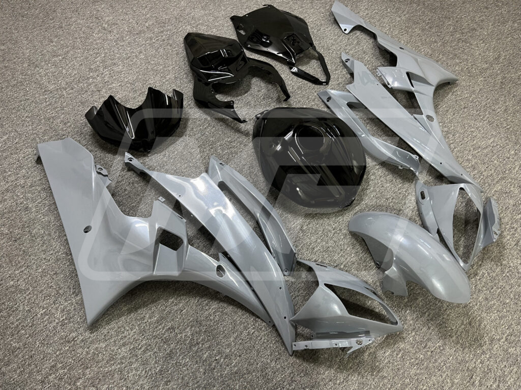 2006 - 2007 Yamaha R6 Gloss Nardo Gray & Black fairing set - ABS injection, custom painted by Monster Fairings