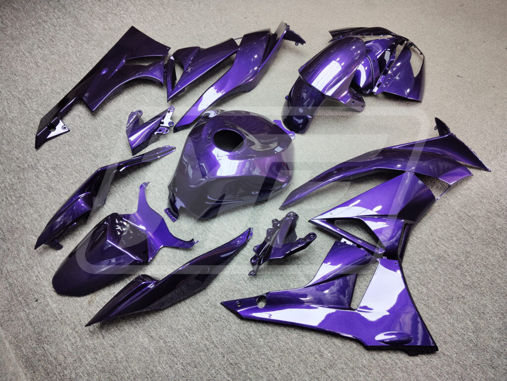 2009 - 2012 Kawasaki ZX6R Gloss Pearl Purple fairing set - ABS injection, custom painted by Monster Fairings