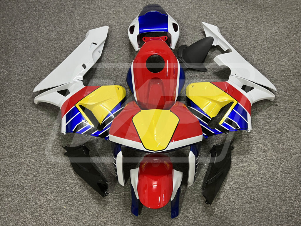 Honda CBR600RR 2005 - 2006 Gloss Red & White Blue Yellow ABS fairings - custom motorcycle bodywork kit by Monster Fairings