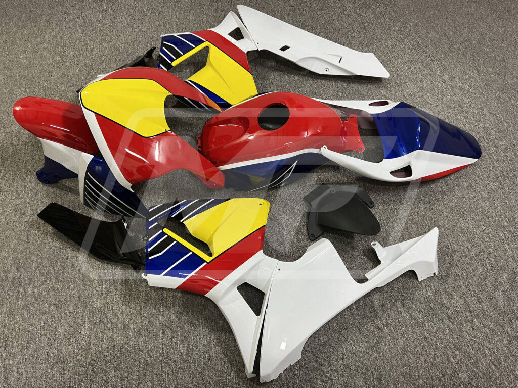 Honda CBR600RR custom ABS fairings 2005 - 2006 in Gloss Red & White Blue Yellow - durable replacement kit, Monster Fairings