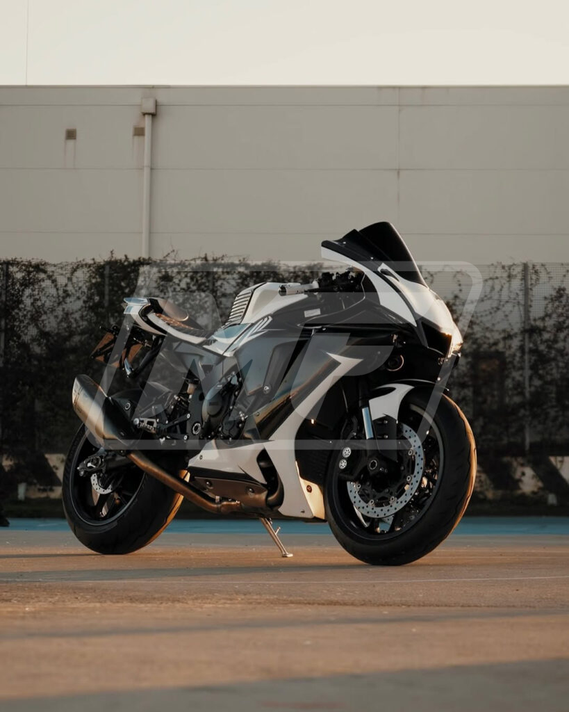 Gloss Black & White Spider Nardo Gray ABS fairings for Yamaha R1 2020 - 2025 - premium OEM fit kit by Monster Fairings