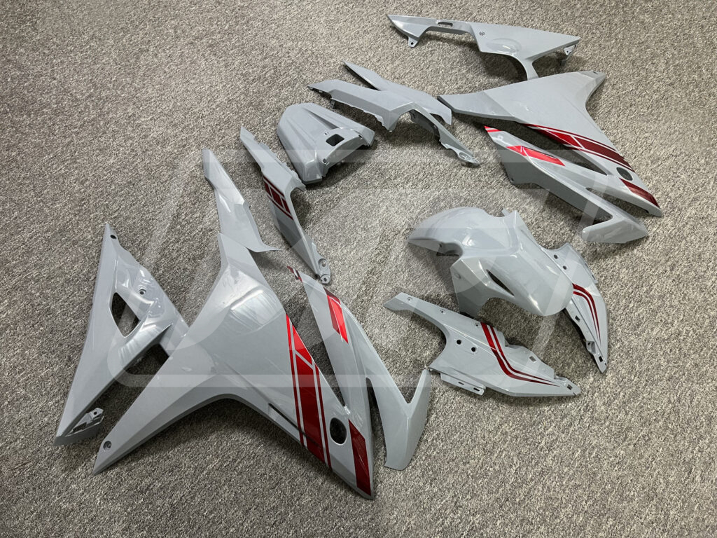 2016 - 2018 Honda CBR500R Gloss Nardo Gray Candy Red fairing set - ABS injection, custom painted by Monster Fairings