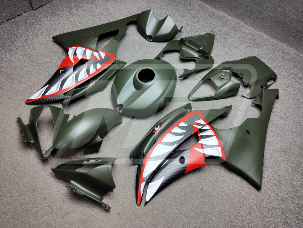 Matte Green Carbon Fiber Shark ABS fairings for Yamaha R6 2008 - 2016 - premium OEM fit kit by Monster Fairings