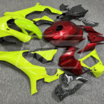 Yamaha R1 custom ABS fairings 2015 - 2019 in Gloss High Vis Yellow & Candy Red Forged Carbon Fiber - durable replacement kit, Monster Fairings