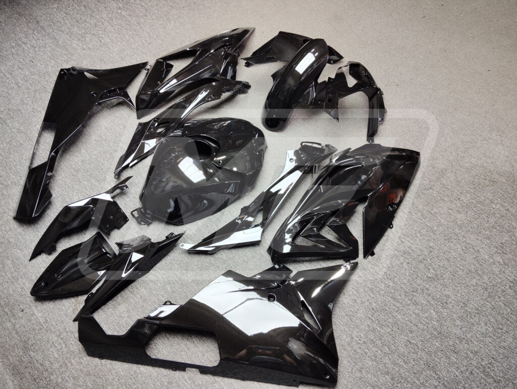2015 - 2016 BMW S1000RR Gloss Metallic Black fairing set - ABS injection, custom painted by Monster Fairings