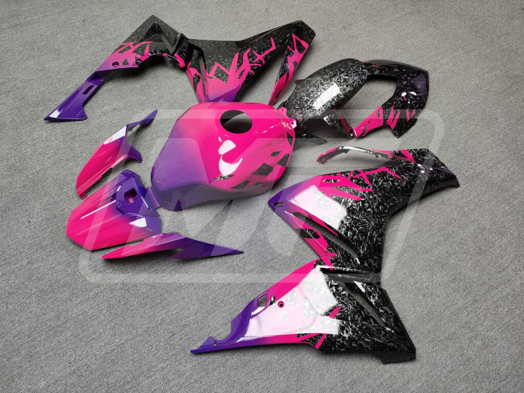 Monster Fairings ABS fairing kit for Honda CBR500R 2022 - 2023 - Gloss Pink & Purple Forged Carbon Shattered, precise OEM fit