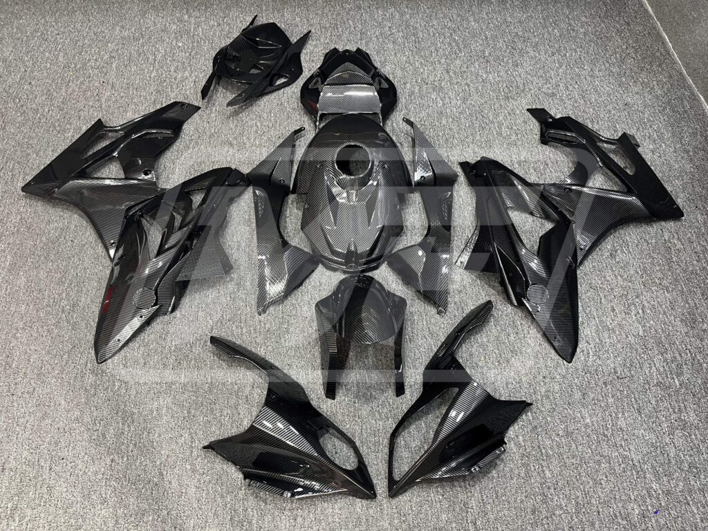 BMW S1000RR 2009 - 2014 Gloss Carbon Fiber Style ABS fairings - custom motorcycle bodywork kit by Monster Fairings