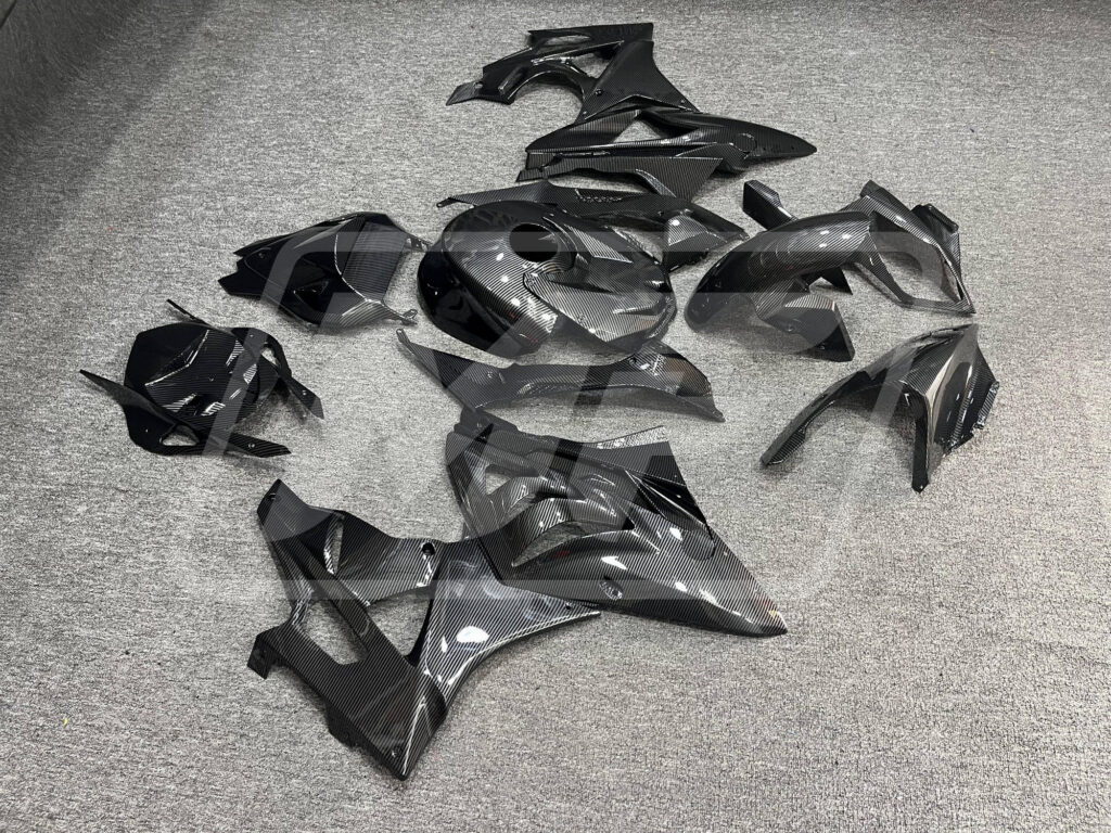 2009 - 2014 BMW S1000RR Gloss Carbon Fiber Style fairing set - ABS injection, custom painted by Monster Fairings