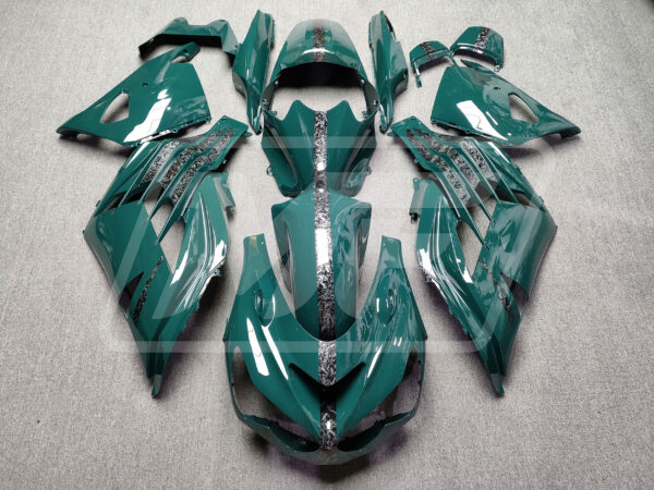 Kawasaki ZX14R 2012 - 2024 Gloss Dark Green Forged Carbon Fiber Style ABS fairings - custom motorcycle bodywork kit by Monster Fairings