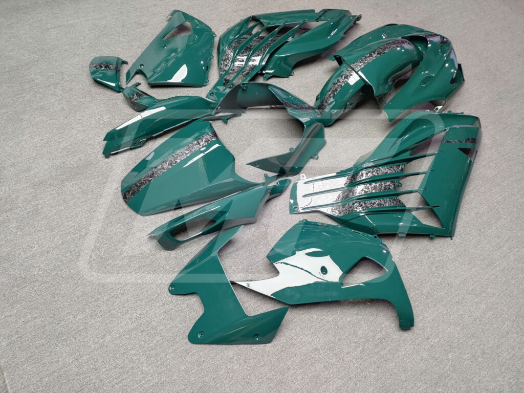 Gloss Dark Green Forged Carbon Fiber Style ABS fairings for Kawasaki ZX14R 2012 - 2024 - premium OEM fit kit by Monster Fairings