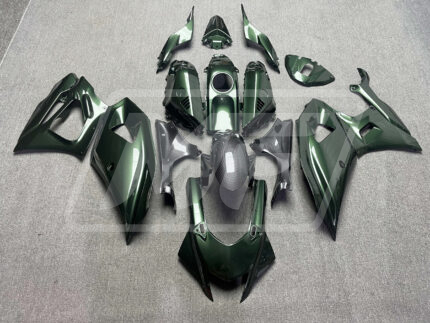(IN STOCK) Yamaha R7 2021-2025 Gloss Olive Green with Carbon Fiber Style ABS Fairings | Monster Fairings