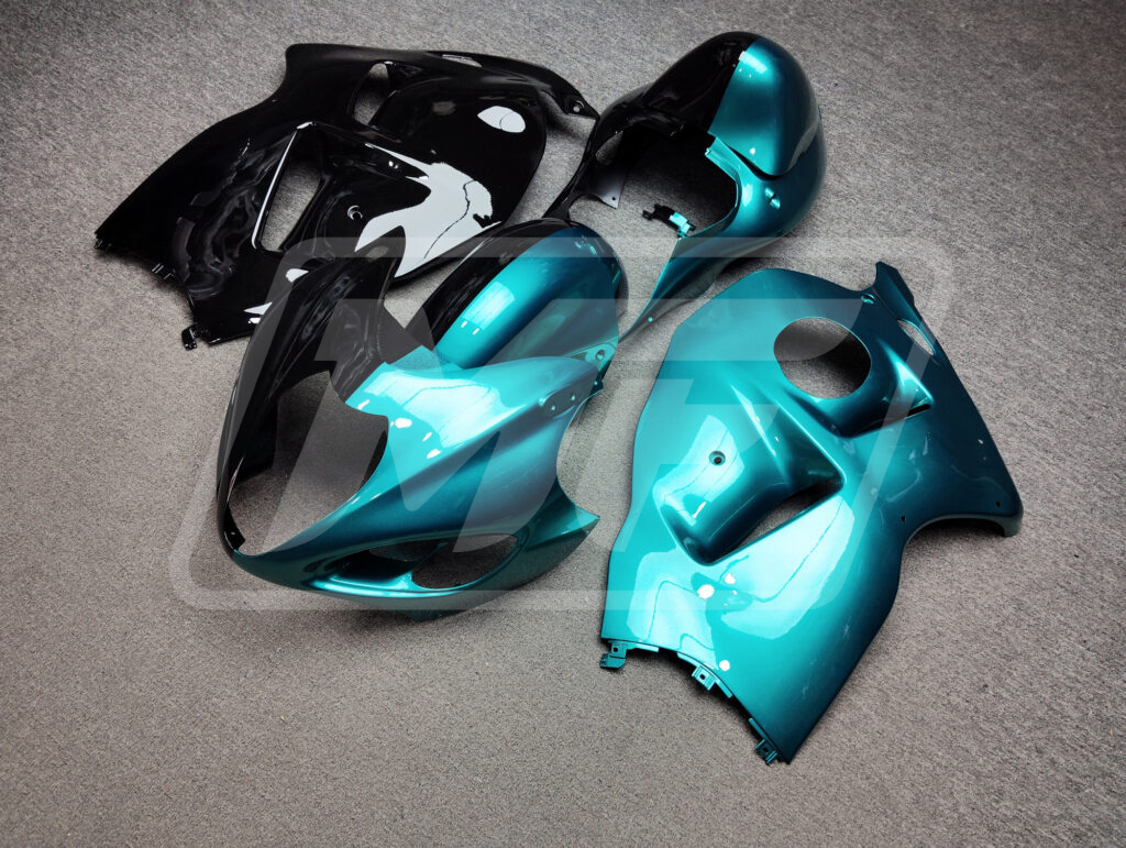 Gloss Teal & Black Split ABS fairings for Suzuki GSXR 1300 1997 - 2007 - premium OEM fit kit by Monster Fairings