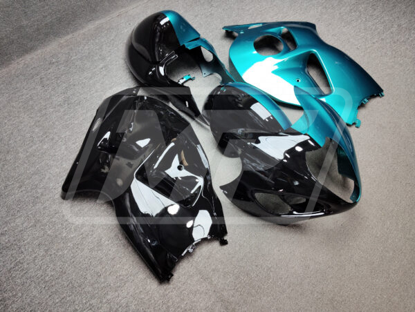 Suzuki GSXR 1300 custom ABS fairings 1997 - 2007 in Gloss Teal & Black Split - durable replacement kit, Monster Fairings