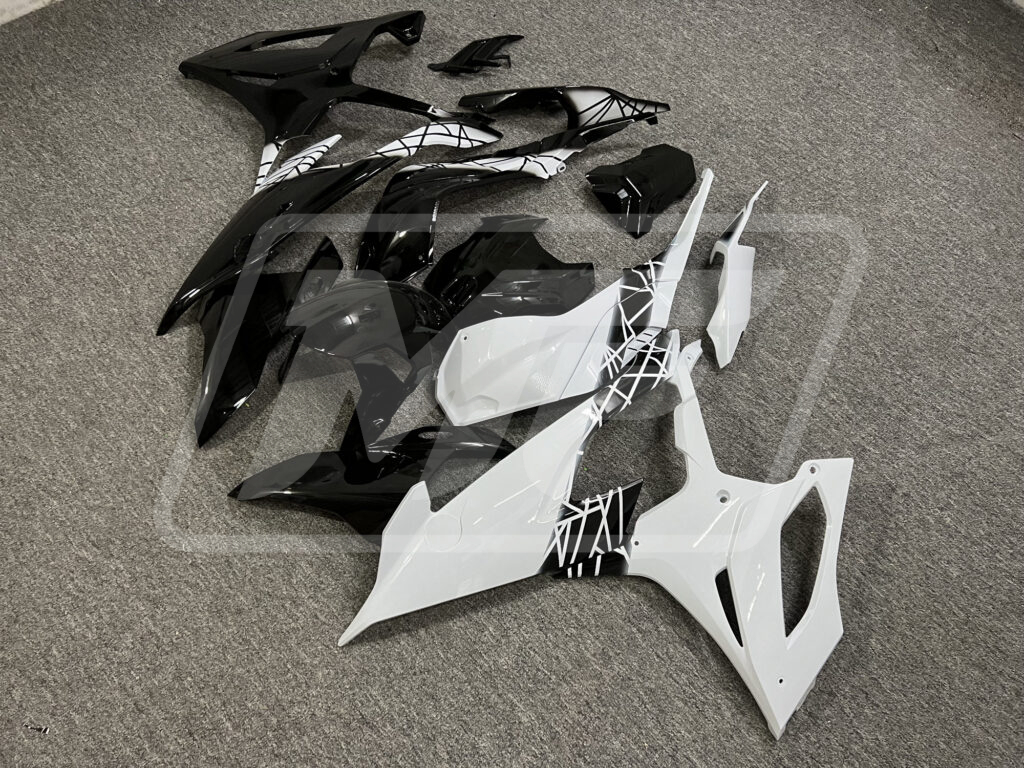 Gloss Black & White ABS fairings for BMW S1000RR 2019 - 2022 - premium OEM fit kit by Monster Fairings