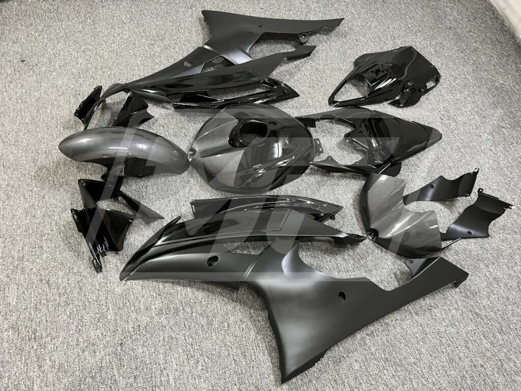 Gloss Black & Carbon Fiber Matte Gray ABS fairings for Yamaha R6 2008 - 2016 - premium OEM fit kit by Monster Fairings