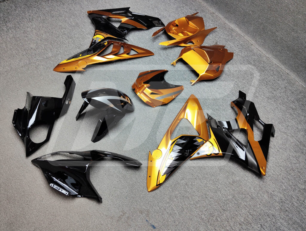 Gloss Black & Gold Orange Metallic Shark ABS fairings for BMW S1000RR 2009 - 2014 - premium OEM fit kit by Monster Fairings