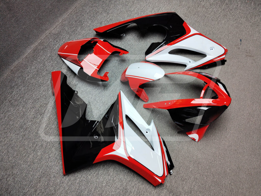 Triumph Daytona 675 custom ABS fairings 2006 - 2008 in Gloss Red Black & White - durable replacement kit, Monster Fairings