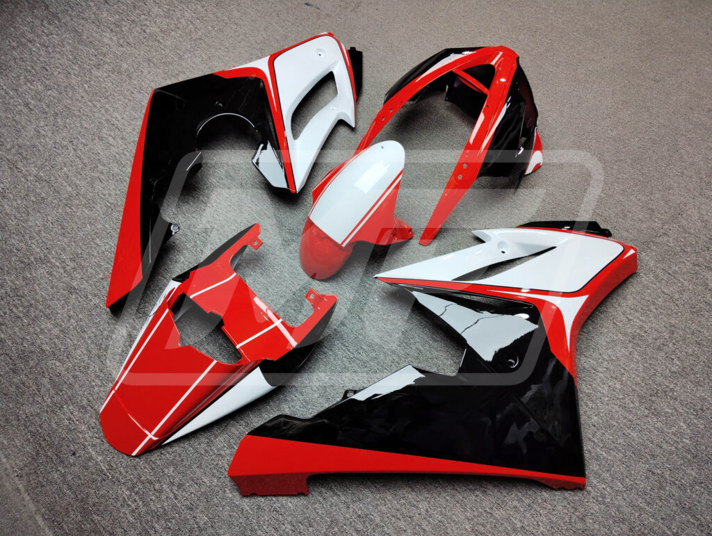 2006 - 2008 Triumph Daytona 675 Gloss Red Black & White fairing set - ABS injection, custom painted by Monster Fairings