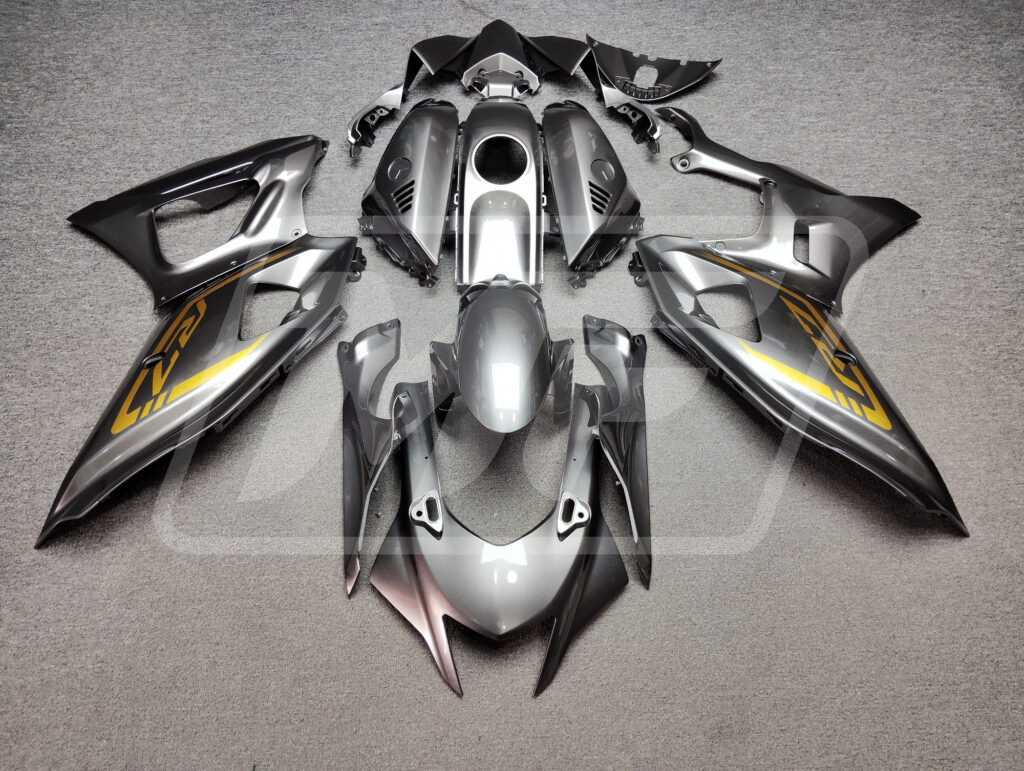 Yamaha R7 2021 - 2025 Gloss Gun Metal Grey Gold ABS fairings - custom motorcycle bodywork kit by Monster Fairings