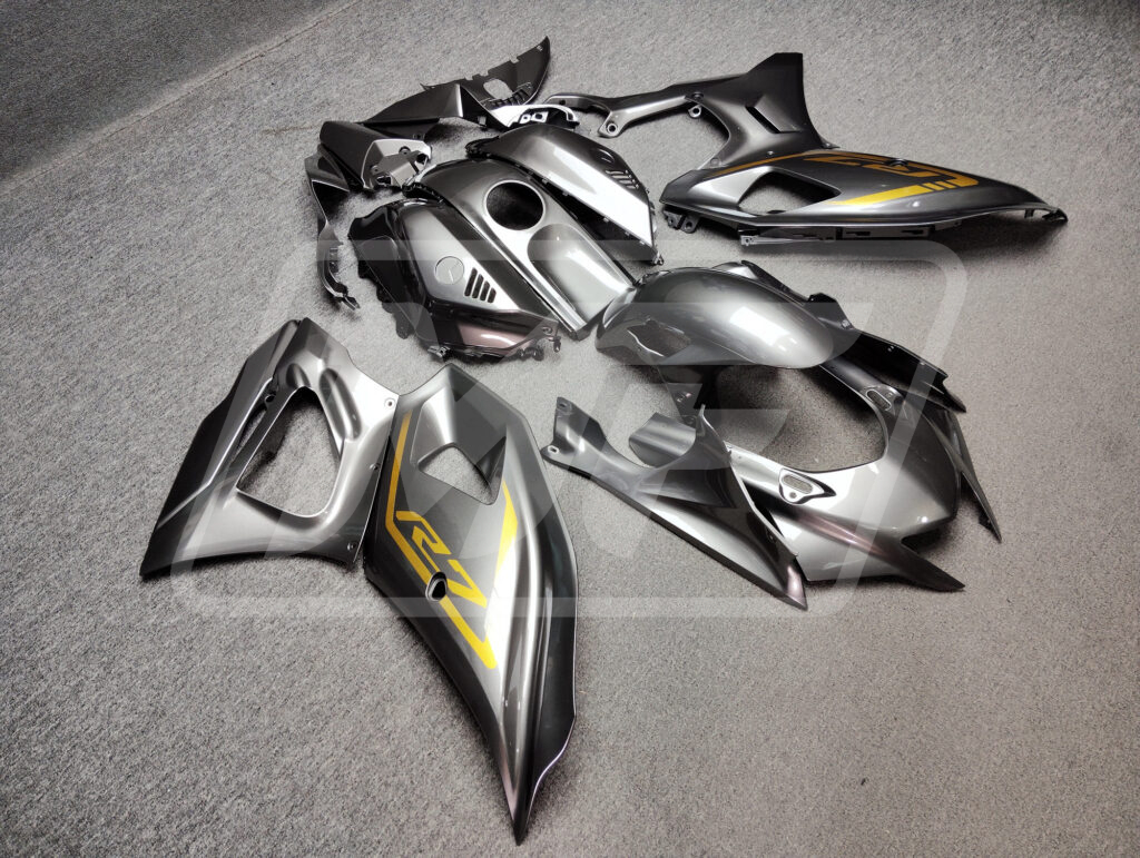 Yamaha R7 custom ABS fairings 2021 - 2025 in Gloss Gun Metal Grey Gold - durable replacement kit, Monster Fairings