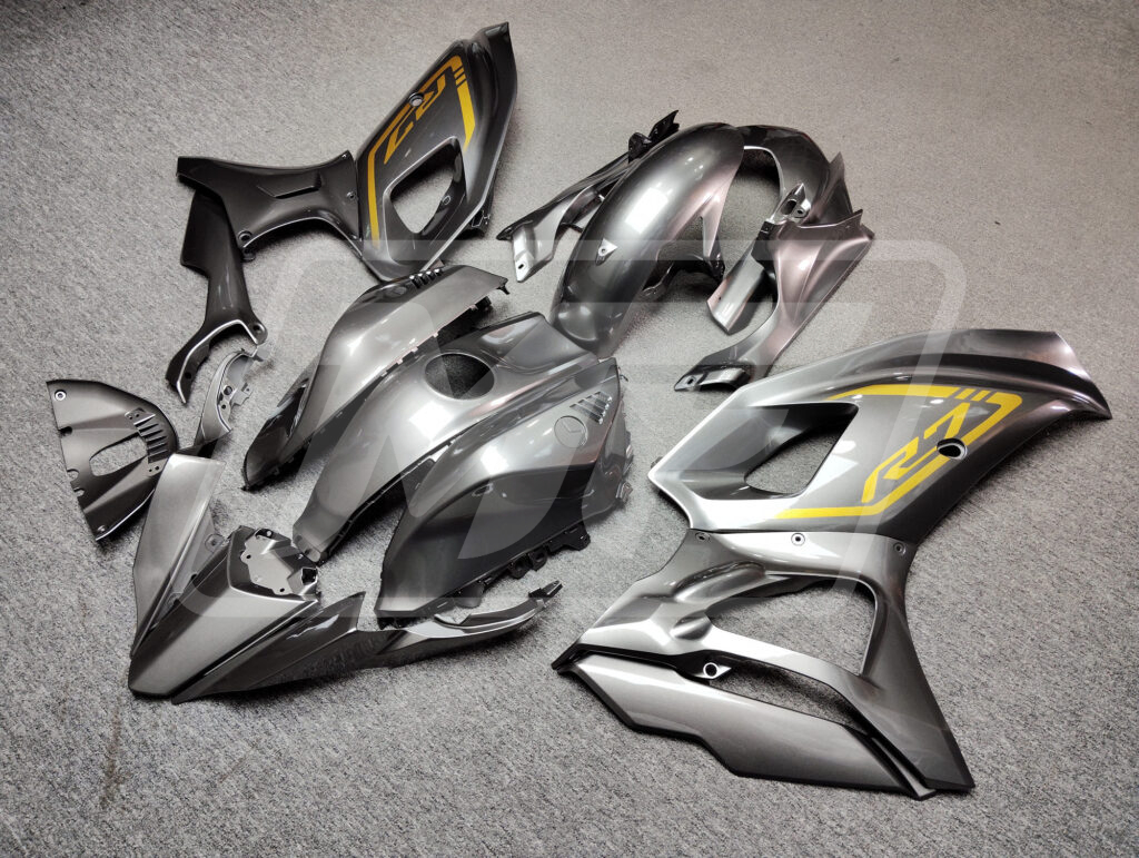 2021 - 2025 Yamaha R7 Gloss Gun Metal Grey Gold fairing set - ABS injection, custom painted by Monster Fairings