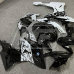 2015 - 2016 BMW S1000RR Gloss Black & White fairing set - ABS injection, custom painted by Monster Fairings