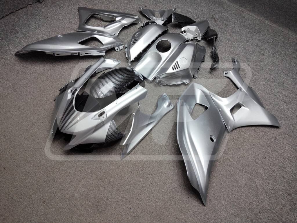 Silver Metallic Carbon Fiber Style ABS fairings for Yamaha R7 2021 - 2025 - premium OEM fit kit by Monster Fairings