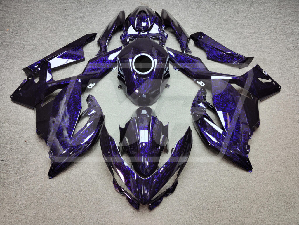 Kawasaki Ninja 400 2018 - 2024 Gloss Purple Forged Carbon Fiber Style ABS fairings - custom motorcycle bodywork kit by Monster Fairings