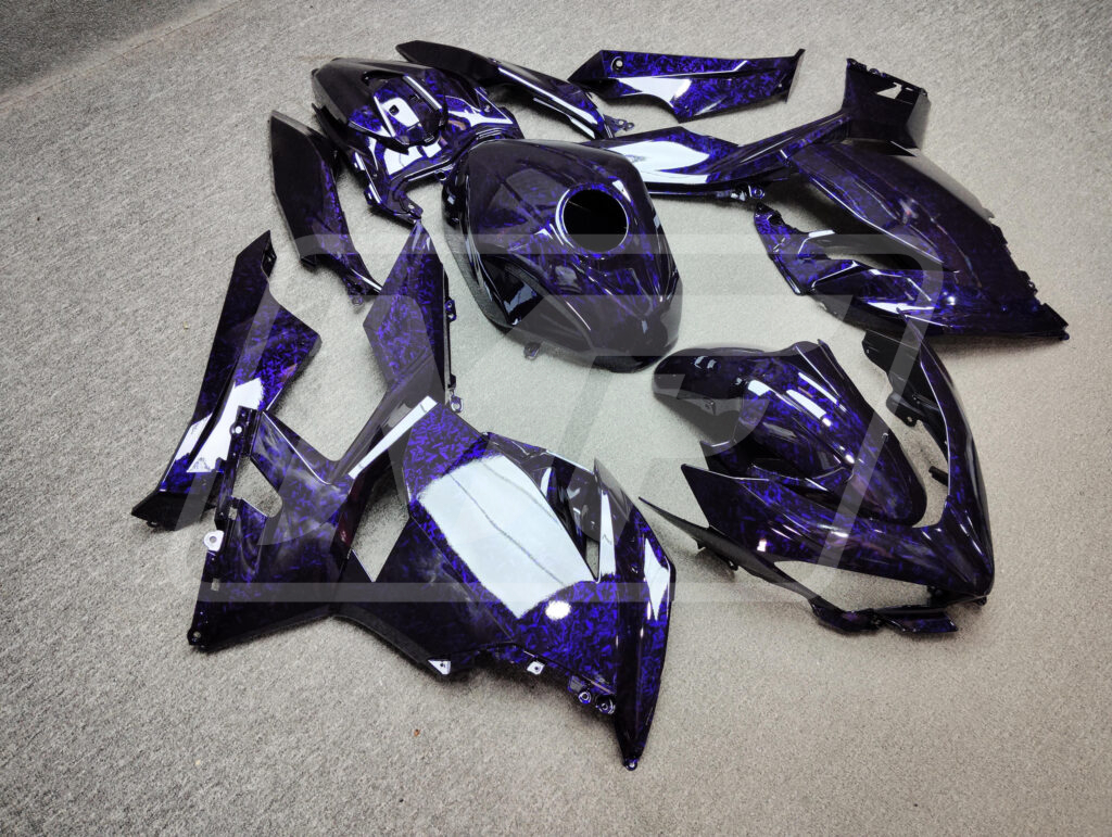 Kawasaki Ninja 400 custom ABS fairings 2018 - 2024 in Gloss Purple Forged Carbon Fiber Style - durable replacement kit, Monster Fairings