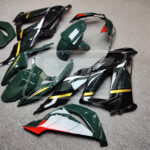 2013 - 2018 Kawasaki ZX6R Green & Black Red Gold Line fairing set - ABS injection, custom painted by Monster Fairings