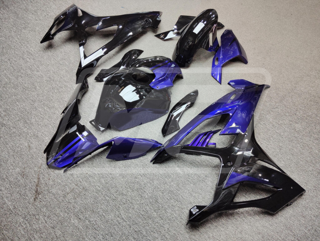 BMW S1000RR custom ABS fairings 2019 - 2022 in Gloss Black & Purple - durable replacement kit, Monster Fairings