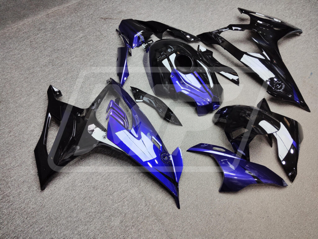 2019 - 2022 BMW S1000RR Gloss Black & Purple fairing set - ABS injection, custom painted by Monster Fairings