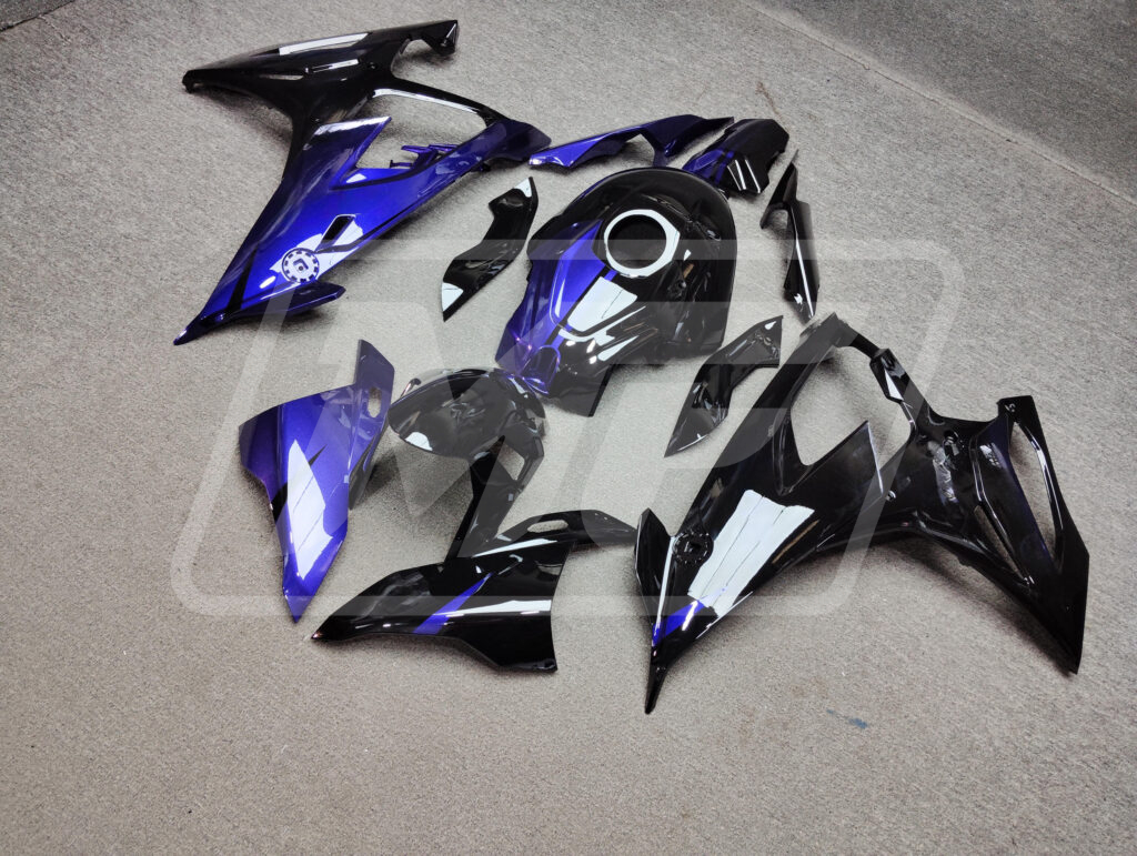 Gloss Black & Purple ABS fairings for BMW S1000RR 2019 - 2022 - premium OEM fit kit by Monster Fairings