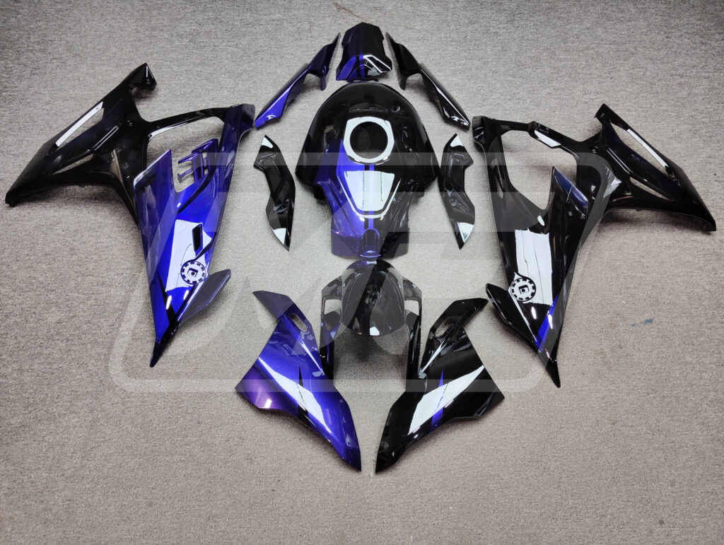 BMW S1000RR 2019 - 2022 Gloss Black & Purple ABS fairings - custom motorcycle bodywork kit by Monster Fairings
