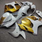 2008 - 2020 Suzuki GSXR 1300 Gloss White & Gold fairing set - ABS injection, custom painted by Monster Fairings