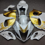 Suzuki GSXR 1300 2008 - 2020 Gloss White & Gold ABS fairings - custom motorcycle bodywork kit by Monster Fairings