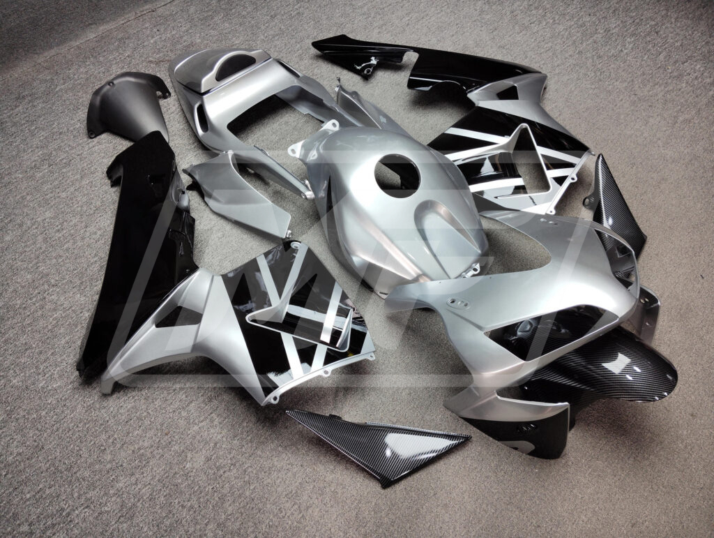 Honda CBR600RR custom ABS fairings 2003 - 2004 in Gray & Black OEM Carbon Fiber Style - durable replacement kit, Monster Fairings