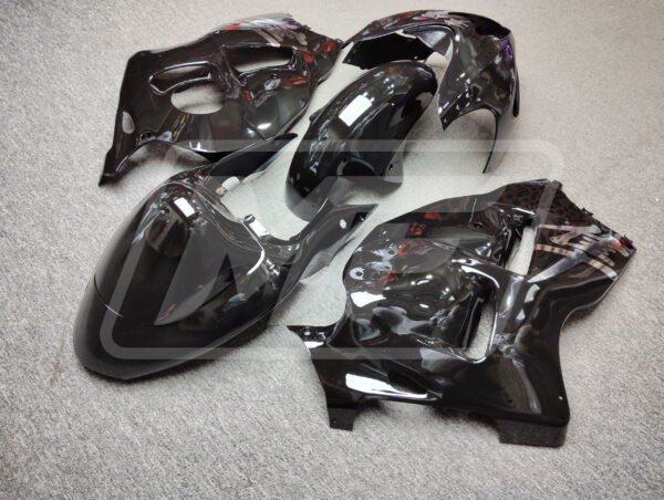 1997 - 2007 Suzuki GSXR 1300 Gloss Black OEM Style fairing set - ABS injection, custom painted by Monster Fairings