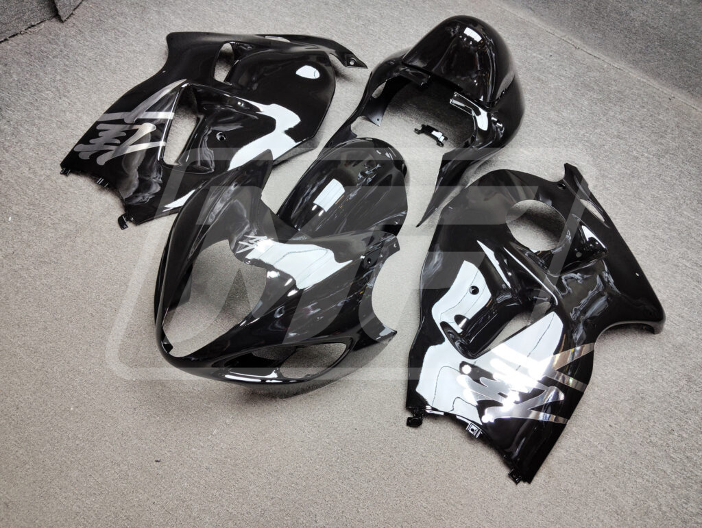 Suzuki GSXR 1300 custom ABS fairings 1997 - 2007 in Gloss Black OEM Style - durable replacement kit, Monster Fairings